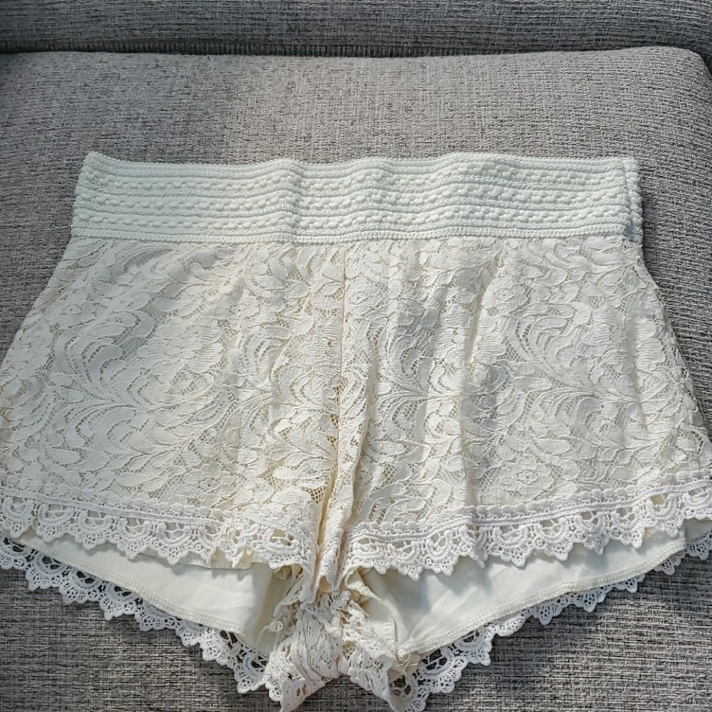 Ivory lace shorts